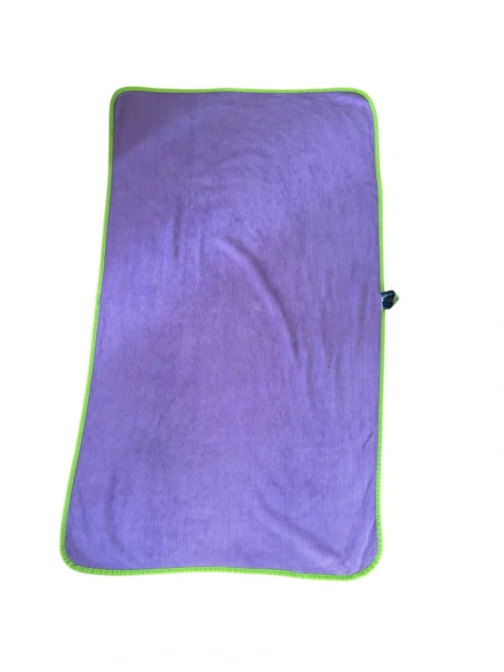 Norwex Kids Bath Towel W/ Baclock Super Soft Purple With Green Trim 47X27 Hook